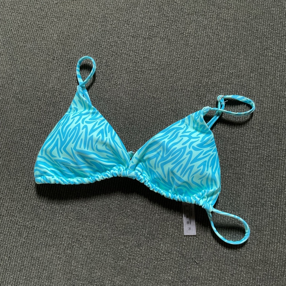 SHEIN Blue and White Bikini Top